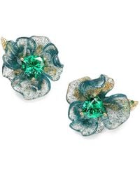 Anabela Chan - Orecchini A Bottone Spirulina Petunia Con Smeraldo - Lyst