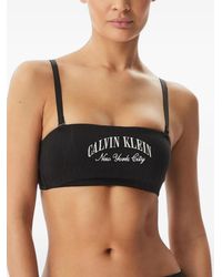 Calvin Klein - Heritage Logo-Embroidered Ribbed Bra - Lyst