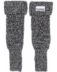 Ganni Knitted Logo Gloves - Black