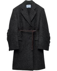 Prada - Single-Breasted Shetland Wool Coat - Lyst