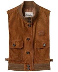 Miu Miu - Button-Down Waxed Suede Vest - Lyst