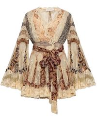 Zimmermann - Mini-Jurk Met Ceintuur En Kant - Lyst