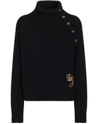 Dolce & Gabbana - Smooth-Knit Turtleneck With Logo - Lyst