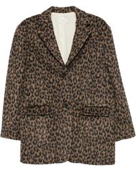 Alysi - Leopard-Print Notched-Lapel Coat - Lyst