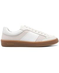 Sandro - Mesh-detailed Leather Sneakers - Lyst