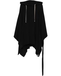 Rick Owens - Raw-Edge Drawstring Poncho Hoodie - Lyst