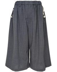 Renli Su - Embroidered-Trim Wide-Leg Trousers - Lyst