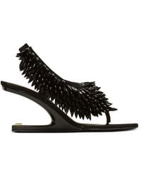 Balmain - No Wedge Beaded Suede Sandals - Lyst
