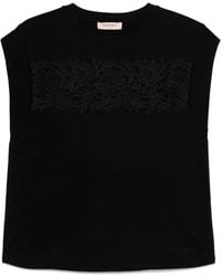 Twinset - Floral-Appliqué T-Shirt - Lyst