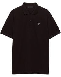 Prada - Polo Nervuré À Logo Triangle - Lyst