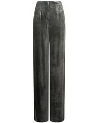 Alberta Ferretti - Metallic-Effect Straight-Leg Trousers - Lyst