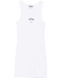 Moschino - Logo-Print Ribbed Mini Dress - Lyst