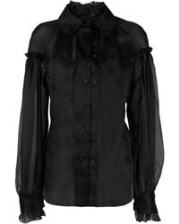 032c - Sheer-Panel Detail Blouse - Lyst