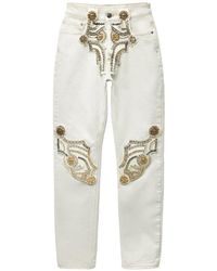 Versace - Vaqueros Rectos Con Diseño Bordado - Lyst