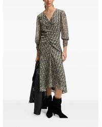 BOSS - Printed-Floral Midi Dress - Lyst
