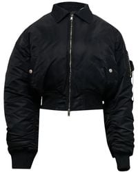 Hache - Cropped Ruched-Sleeve Bomber Jacket - Lyst