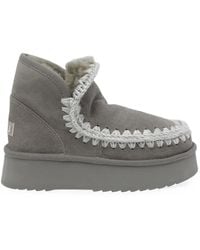 Mou - Crochet-Trim Sheepskin Platform Snow Boots - Lyst