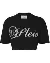 Philipp Plein - Crystal Signature Cropped T-Shirt - Lyst