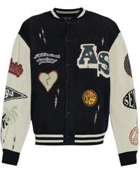 AllSaints - Chase Intarsia-Knit Distressed Cardigan - Lyst