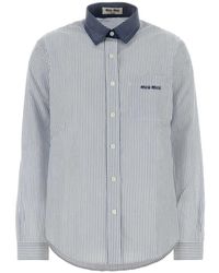 Miu Miu - Striped Poplin Shirt - Lyst