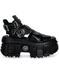 New Rock - Skull-Embellished Platform Sandals - Lyst