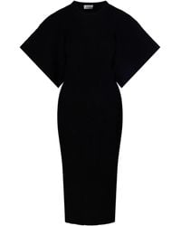 P.A.R.O.S.H. - Vestido midi con cuello redondo de canalé - Lyst