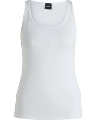 BOSS - Geribbelde Tanktop - Lyst