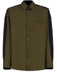 Marni - Contrast-Sleeve Button-Up Shirt - Lyst