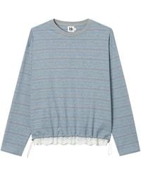 B+ AB - Lace-Trim Striped T-Shirt - Lyst