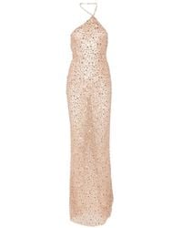 The New Arrivals Ilkyaz Ozel - Sequin-Embellished Halterneck Maxi Dress - Lyst
