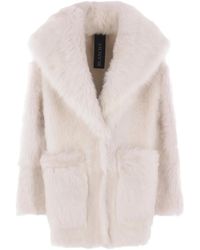 Blancha - Wide-Collar Sheerling Coat - Lyst