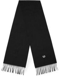 Fred Perry - Logo-Embroidered Fringed Scarf - Lyst