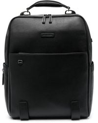 Piquadro - Logo-Patch Leather Backpack - Lyst