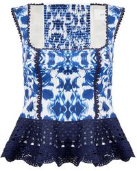 Clea - Giselle Crochet-Trim Shirred Top - Lyst