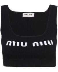 Miu Miu - Cropped-Top mit Logo - Lyst
