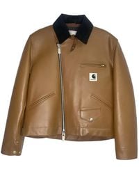 Sacai - X Carhartt Wip Asymmetric Leather Jacket - Lyst
