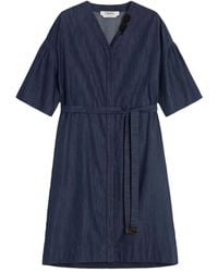 Max Mara - Vestido De Día Vaquero Corto Con Cinturón - Lyst