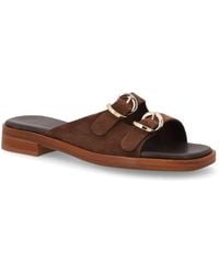Frau - Double-Buckle Suede Sliders - Lyst
