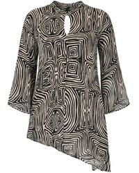 Elena Miro - Keyhole Geometric-Print Blouse - Lyst