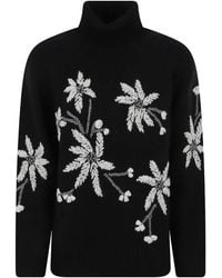 P.A.R.O.S.H. - Floral-Embroidered Roll-Neck Sweater - Lyst