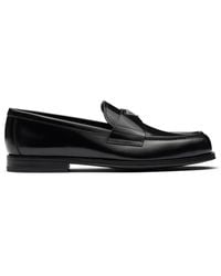 Prada - Leather Loafer With Logo - Lyst