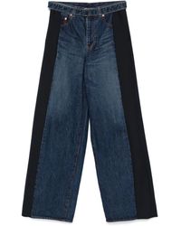 Sacai - Contrast-Panel Wide-Leg Jeans - Lyst