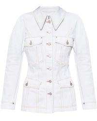 Givenchy - Flared Cotton Denim Jacket With Contrasting Stitch - Lyst