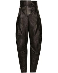 Dolce & Gabbana - Pantalon style motard taille haute en cuir - Lyst