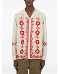 BAZISZT - Floral-Embroidered Revere Shirt - Lyst