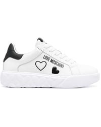 Love Moschino - Logo-print Faux-leather Sneakers - Lyst