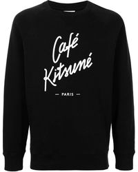 Café Kitsuné - Logo-print Cotton Sweatshirt - Lyst
