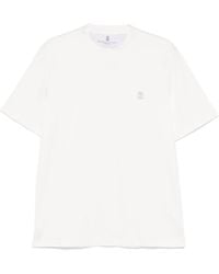 Brunello Cucinelli - T-Shirt Met Geborduurd Logo - Lyst