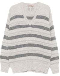 Twinset - Striped V-Neck Sweater - Lyst