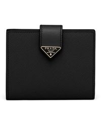 Prada - Small Logo-plaque Saffiano Leather Wallet - Lyst
